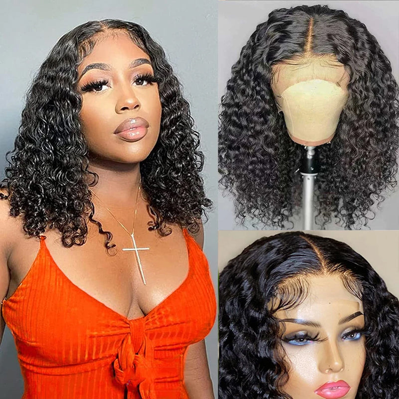 Water Wave Short Bob Wig 100% Human Hair 13x4 HD Lace Front Wigs