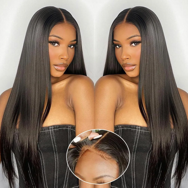 Wear Go Glueless Straight Human Hair 13x4 4x4 HD Lace Closure Pre-plucked Hairline Wigs For Women