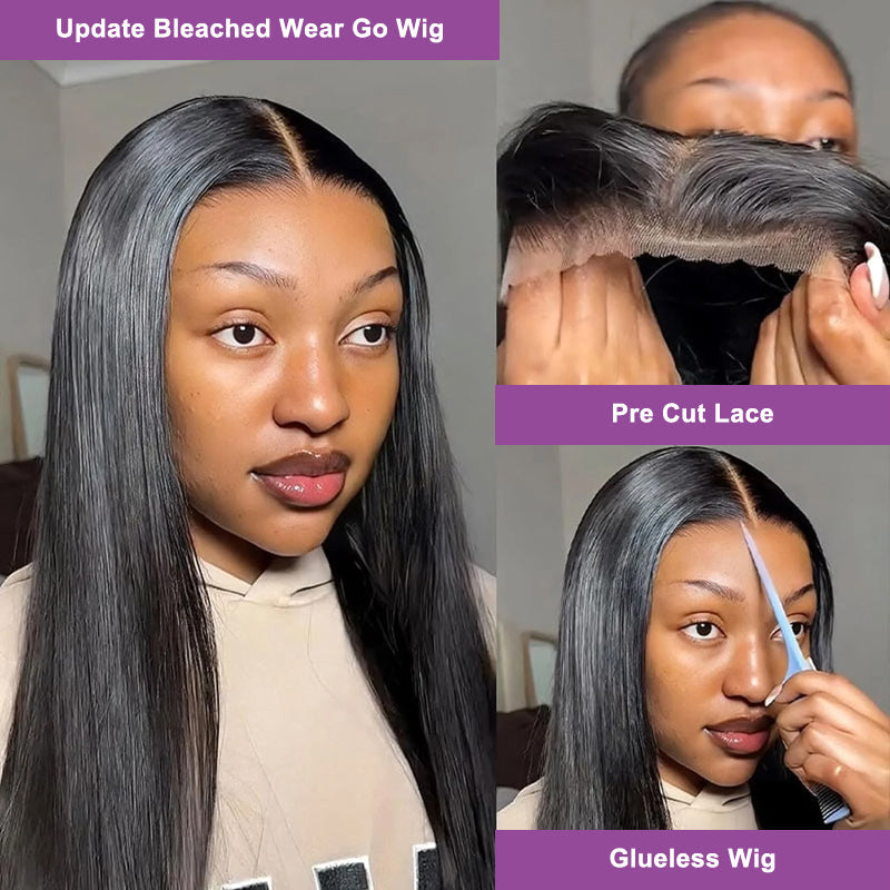 Wear Go Glueless Straight Human Hair 13x4 4x4 HD Lace Closure Pre-plucked Hairline Wigs For Women