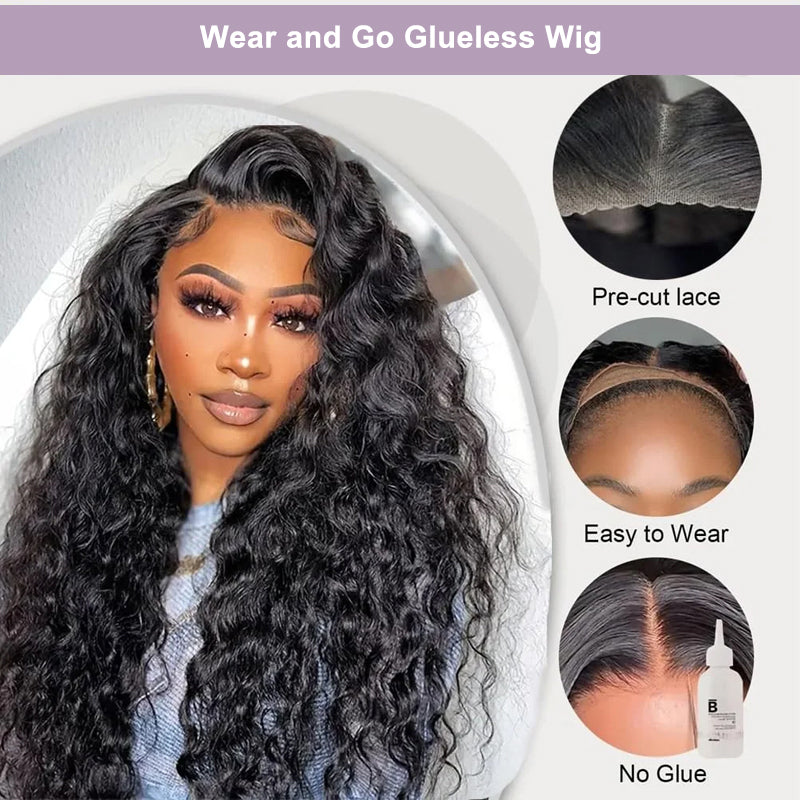 Wear & Go Glueless Deep Wave Wig Pre plucked Natural Hairline Human Hair Wig