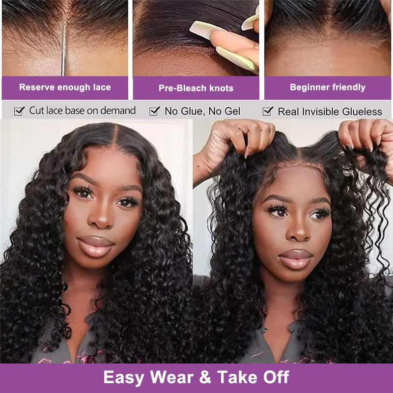 Wear & Go Glueless Deep Wave Wig Pre plucked Natural Hairline Human Hair Wig