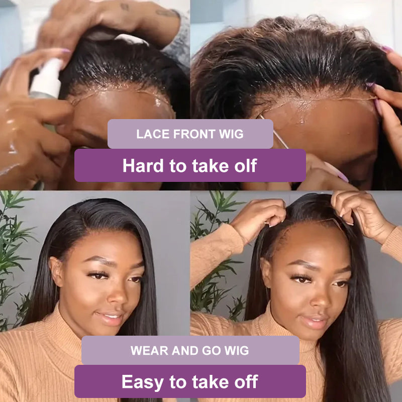 Yaki Straight 100% Human Hair Wear Go 13x4 Transparent Lace Front Wigs For Women